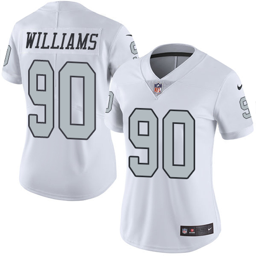 Women's Limited Dan Williams Nike Jersey White - #90 Rush NFL Oakland Raiders